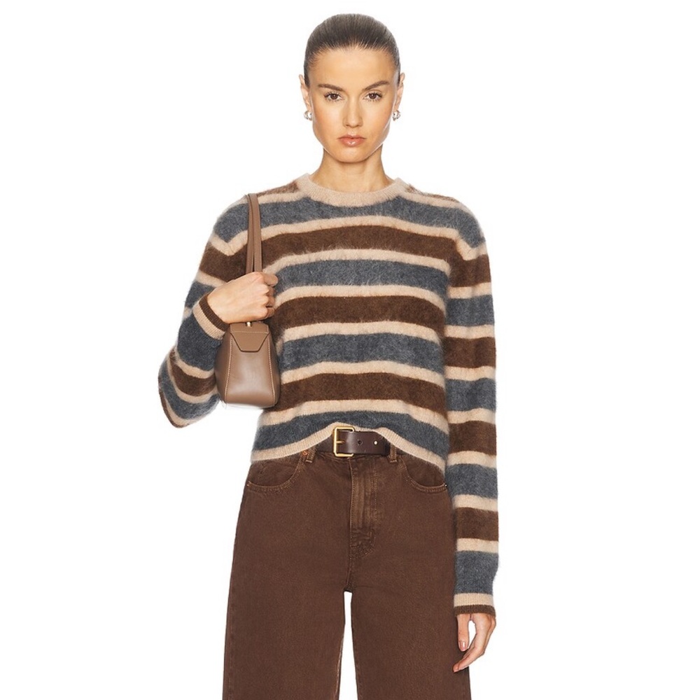 Guest In Residence grizzly striped brushed cashmere sweater
